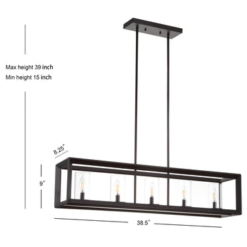 Anna 38.5" Linear Metal/Glass LED Pendant - JONATHAN Y